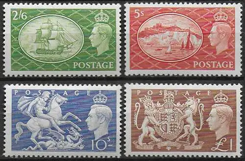 1951 Great Britain George VI 4v MNH Unificato n. 256/59