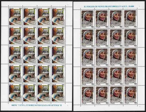 1998 Italia Madre Teresa MS MNH Sass n. 2367/68