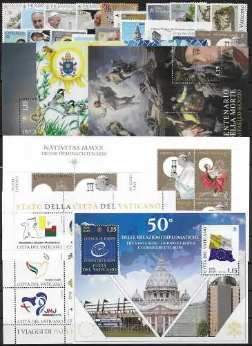 2020 Vaticano annata completa 20v.+6MS+1 booklet MNH