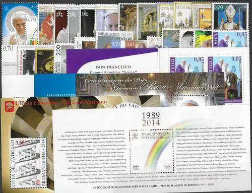 2014 Vaticano annata completa 26v.+5MS+1 booklet MNH