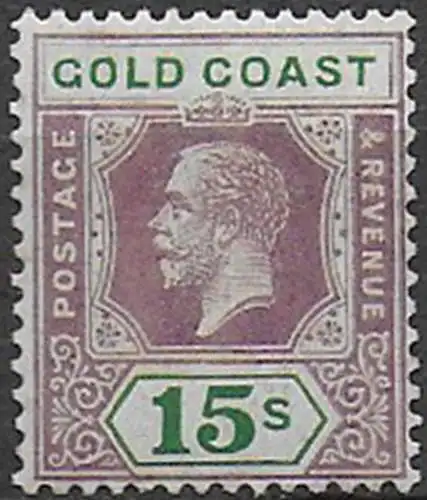 1924 Gold Coast George V 15s. MNH SG n. 100a