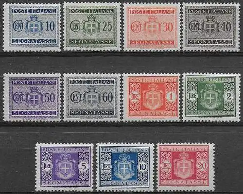 1945 Luogotenenza segnatasse ruota mc MNH Sassone n. 86/96