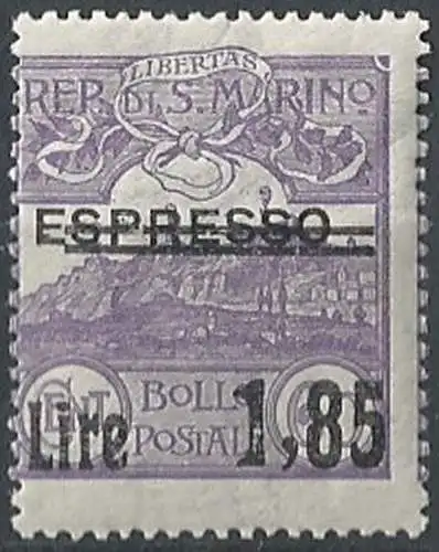 1926 San Marino Espresso overprinted 1v. MNH Sassone n. 129