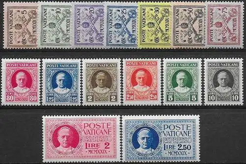 1929 Vaticano Conciliazione 15v. MNH Sassone n. 1/13+E