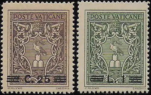 1945-46 Vaticano Medaglioncini II 2v. MNH Sassone n. 103A/104A
