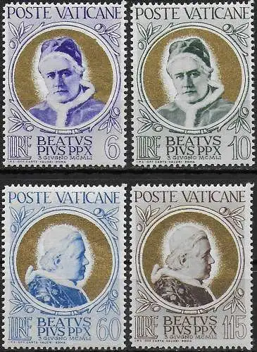 1951 Vaticano beatification of Pio X 4v. MNH Sassone n. 145/48