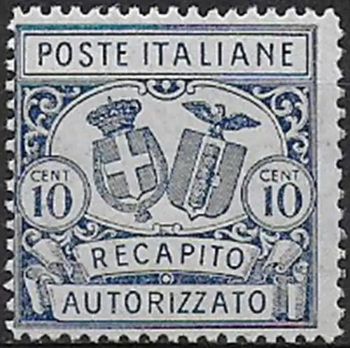 1928 Italia Recapito autorizzato 10c. azzurro mc MNH Sassone n. 2