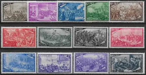 1948 Italia Risorgimento 13v. mc MNH Sassone n. 580/91+E