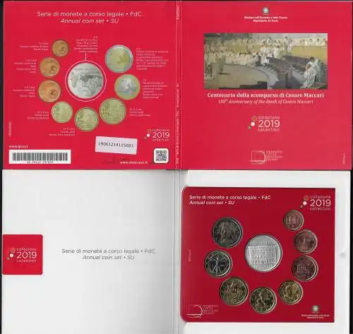 2019 Italia divisionale 9 monete FDC - BU