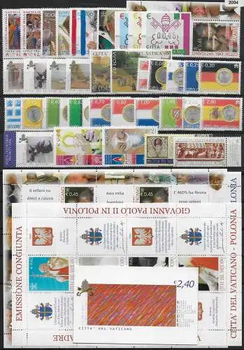 2004 Vaticano annata completa 36v+3MS+1 booklet MNH