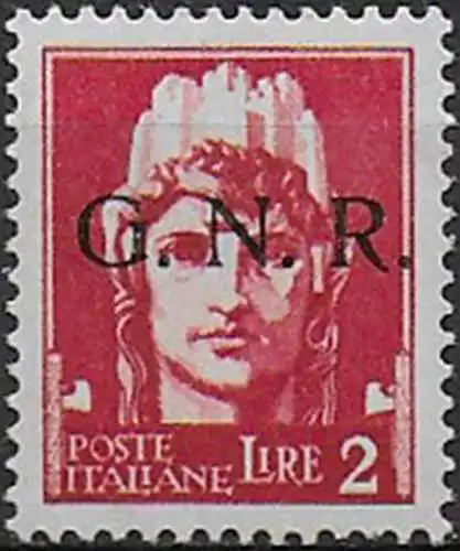 1943 Repubblica Sociale Lire 2 G.N.R. Brescia I MNH Sassone n 482/I
