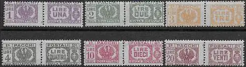 1946 Italia Luogotenenza pacchi postali 6v. mc MNH Sassone n. 60/65