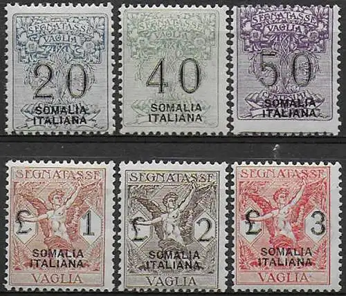 1926 Somalia segnatasse vaglia 6v. mc MNH Sassone n. 7/12