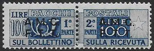 1947 Trieste A pacchi postali Lire 100 p 13 1⁄4 MNH Sassone n. 9/I