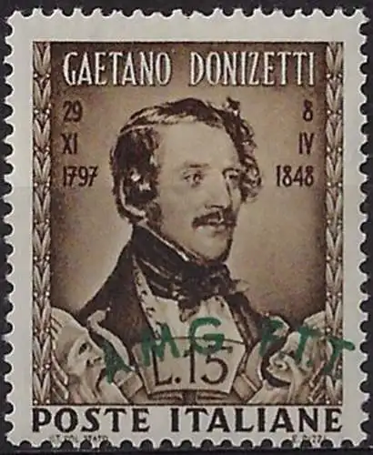 1948 Trieste A Gaetano Donizetti variety MNH Sassone n. 34aa