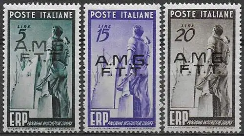 1949 Trieste A ERP 3v. MNH Sassone n. 43/45