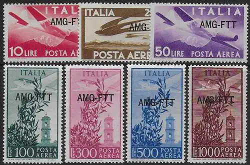 1949-52 Trieste A airmail Democratica e Campidoglio mc MNH Sassone n. 20/26