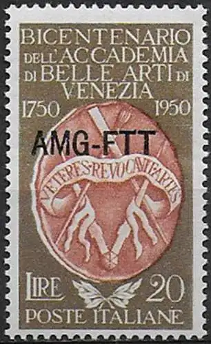 1950 Trieste A Accademia di Belle Arti MNH Sassone n. 87