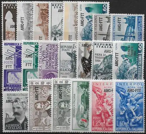 1954 Trieste A annata completa 21v. MNH Sassone n. 188/208