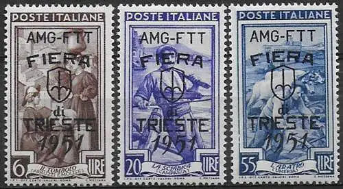1951 Trieste A Fiera di Trieste 3v. MNH Sassone n. 121/23