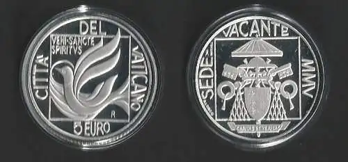 2005 Vaticano euro 5,00 argento Sede Vacante FS - Proof