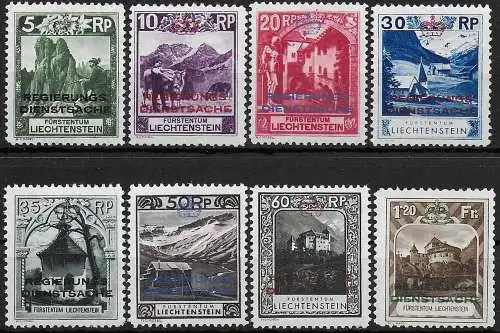 1932 Liechtenstein servizio 8v. MNH Unificato n. 1/8