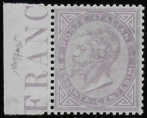 1863-65 Italia VE II 60c. lilla Londra bc MNH Sassone n. L21