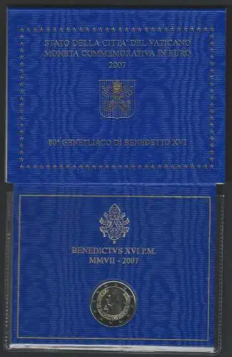 2007 Vaticano euro 2,00 Genetliaco di Benedetto XVI FDC - BU in folder