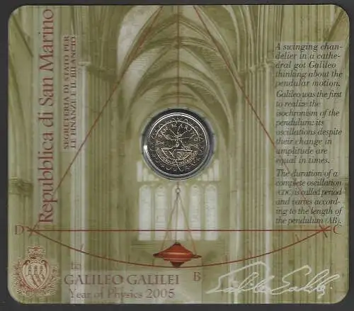 2005 San Marino euro 2,00 Galileo Galilei FDC - BU