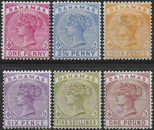 1884-90 Bahamas Vittoria 6v. MNH SG n. 47/57