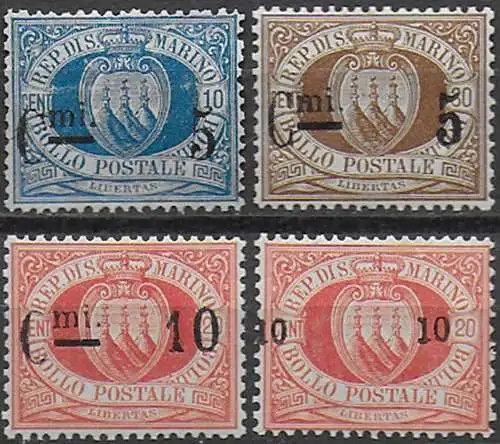 1892 San Marino nuovi valori 4v. sup MNH Sassone n. 8/11