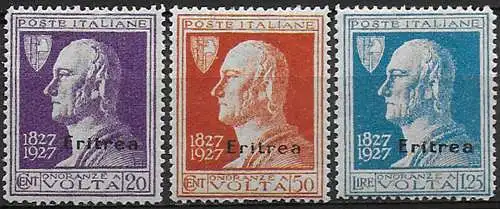 1927 Eritrea Volta 3v. bc MNH Sassone n. 120/22
