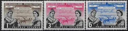 1960 Bechuanaland 75th Protectorate 3v. MNH SG n. 154/56