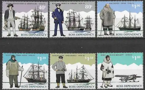 1995 Ross Dependency Antarctic Explorers 6v. MNH SG. n. 32/37