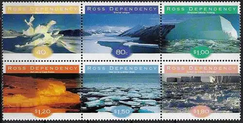 1997 Ross Dependency ice formation 6v. block MNH SG. n. 54/59