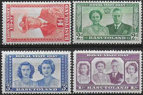 1947 Basutoland Royal Visit 4v. MNH SG n. 32/35