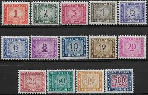 1947-54 Italia segnatasse 14v. MNH Sassone n. 97/110