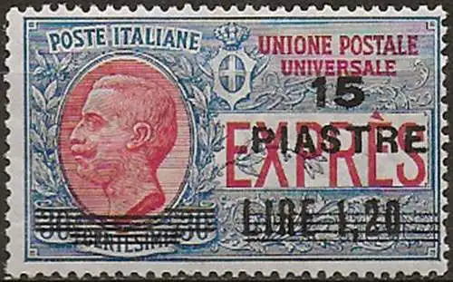 1922 Levante Costantinopoli Espresso 15p su L. 1,20 MNH Sassone n. 1