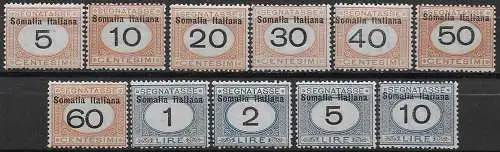 1926 Somalia segnatasse 11v. MNH Sassone n. 41/51