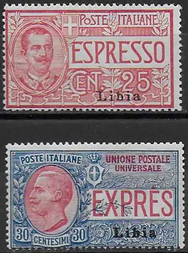 1915-16 Libia Espressi Libia serie mista MNH Sassone n. 1I/2