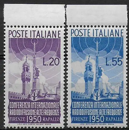 1950 Italia Radiodiffusione 2v. bfc MNH Sassone n. 623/24