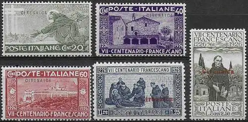 1926 Cirenaica San Francesco 5v. bc MNH Sassone n. 27/31