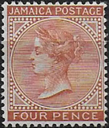 1908 Jamaica Victoria 4d. red brown MH SG n. 48