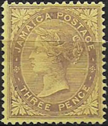1910 Jamaica Victoria 3d. pale purple/yellow MH SG n. 47a