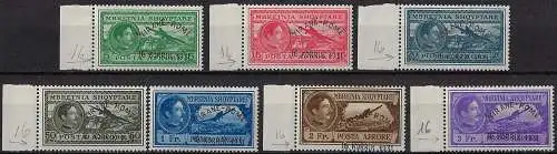 1931 Albania aerea Tirana-Roma 7v. varietà MNH YT n. 35A/35G