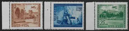 1952 Trieste B UPU 75th anniversary airmail 3v. bf MNH Sassone n. 17/19