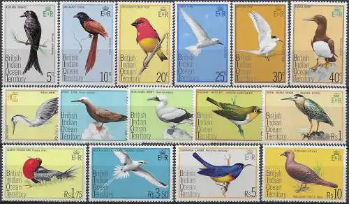 1975 British Indian Ocean Territory birds 15v. MNH SG n. 62/76