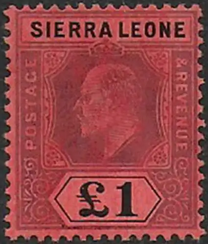 1911 Sierra Leone 1£ purple and black-red MH SG n. 111