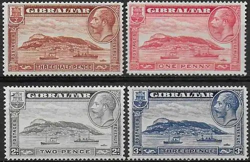 1931-33 Gibraltar The Rock 4v. MNH SG n. 110/13