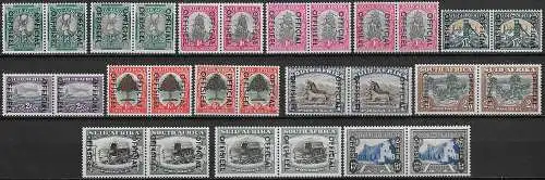 1950-54 South Africa OFFICIAL 14 pairs MNH SG n. O39/O51+O46a